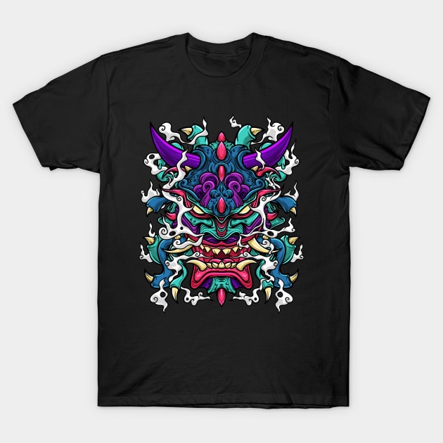 Oni Mask Hannya Demon Evil Japanese T-Shirt by teeleoshirts